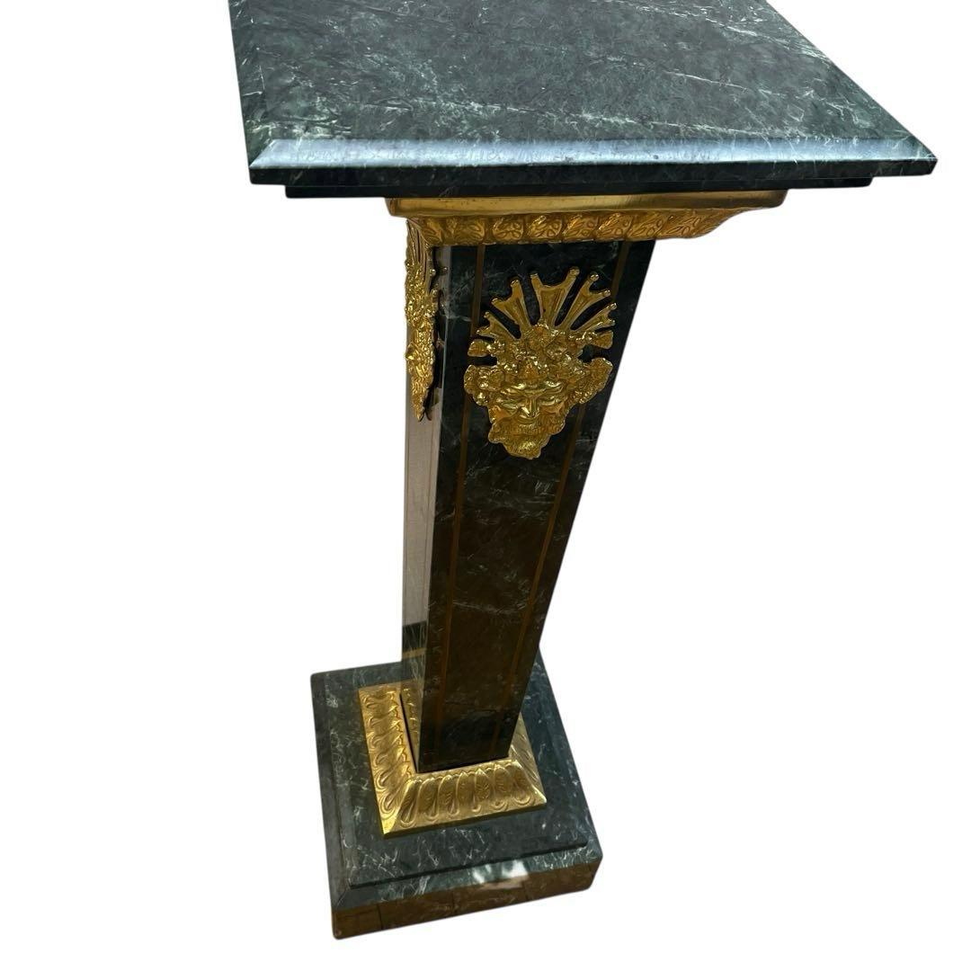 超希少　大理石　金彩装飾　ライオン彫刻　台座