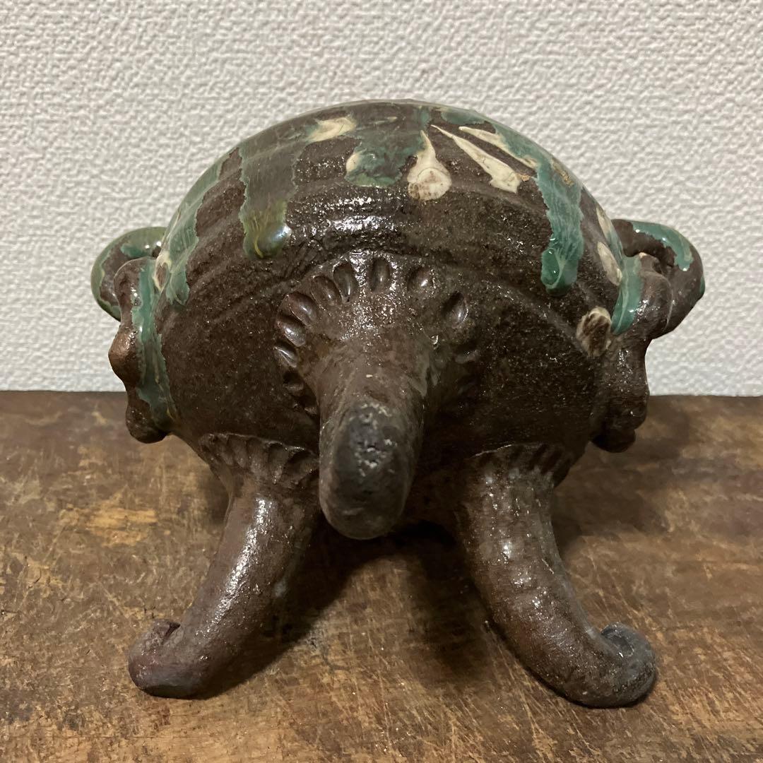 江戸時代　上野焼三足香炉　(蓋無し) 遠州七窯