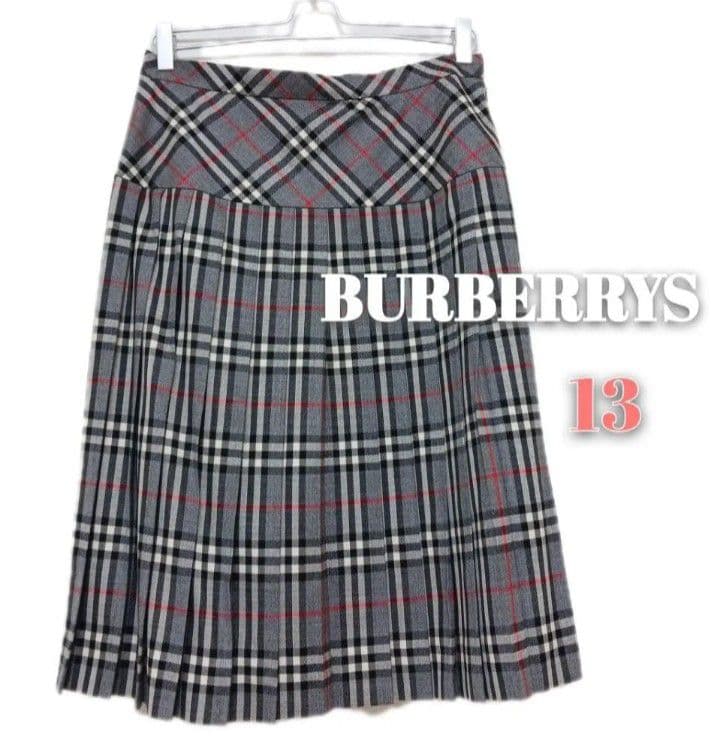 BURBERRYS バーバリーズ◆プリーツスカート◆13　XL◆グレー　チェック