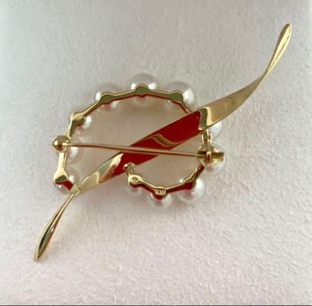 【極美品】ミキモト パール ブローチ K18YG 現行品 ケース・外箱 愛子様