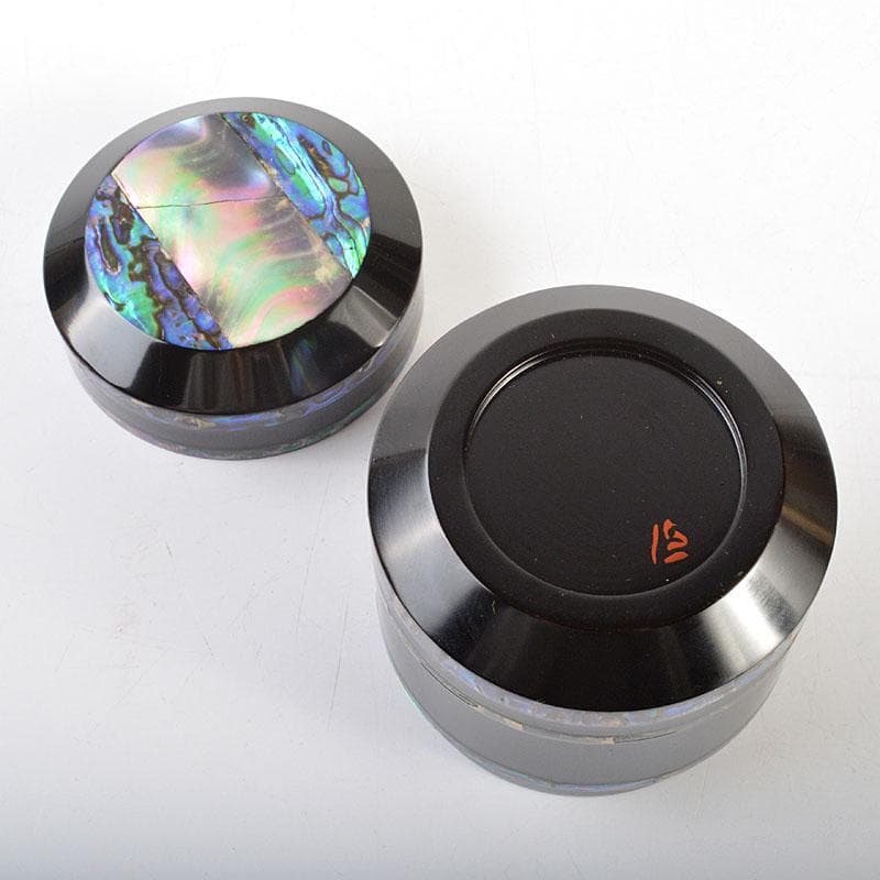 茶道具　小坂公一作　黒漆塗　青貝張　雪吹棗　共布共箱　V　6734