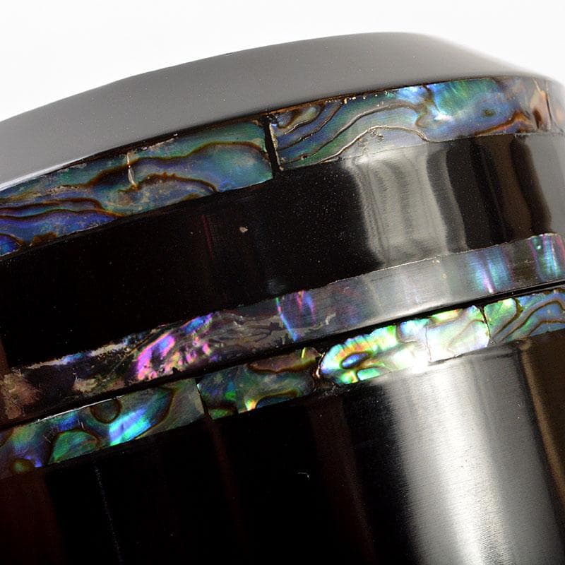 茶道具　小坂公一作　黒漆塗　青貝張　雪吹棗　共布共箱　V　6734