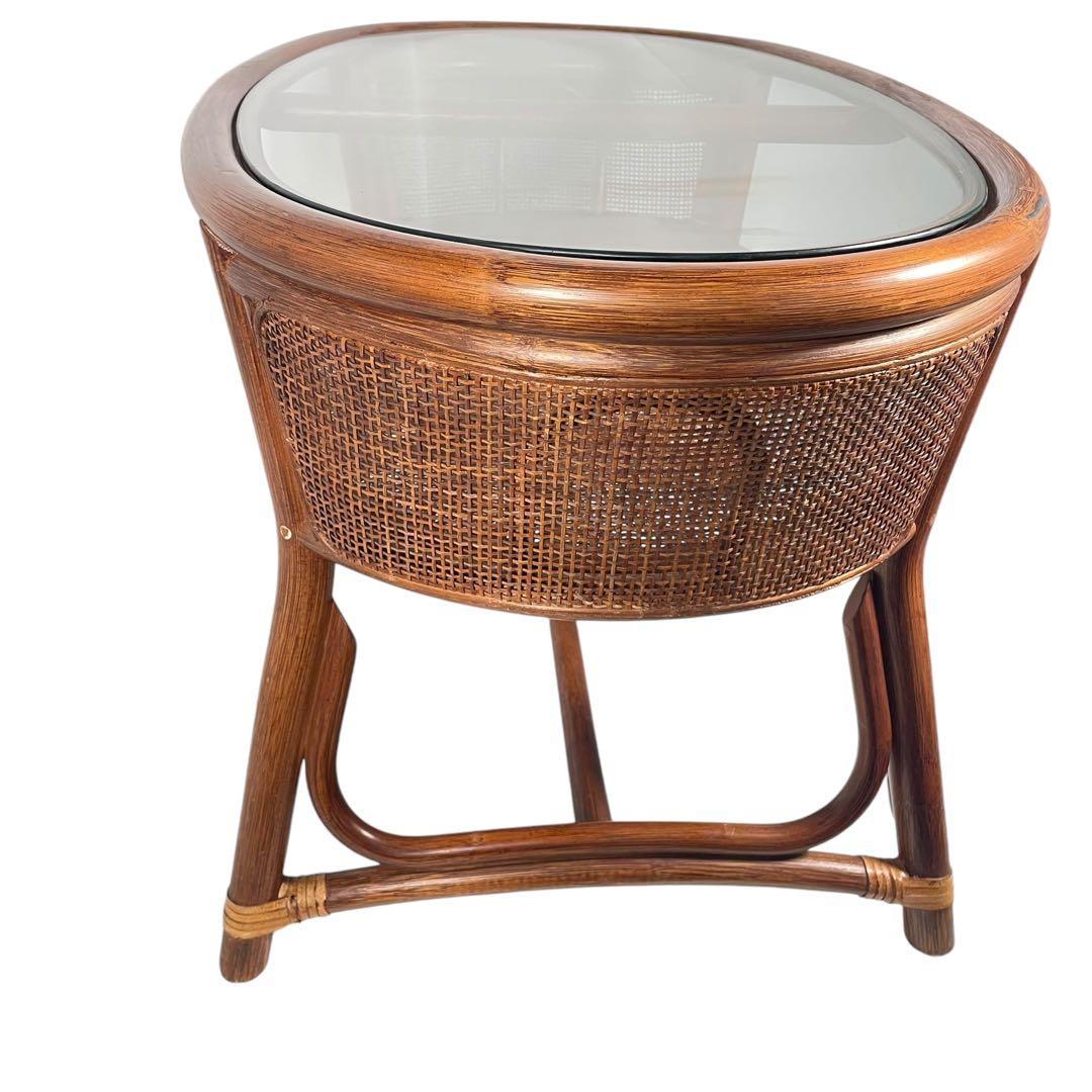 HR426 【レアデザイン】籐　ラタン　サイドテーブル　センターテーブル