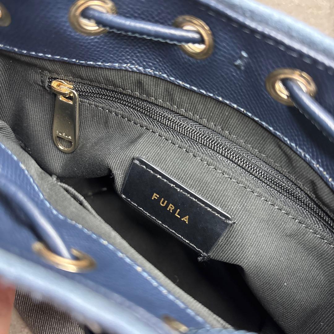 現行品 FURLA フルラ 2wayショルダーバッグ クリオ アーチロゴ デニム