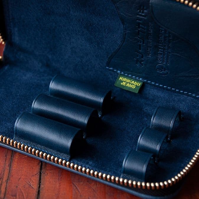 Oita Made ペンケース ジャパンブルー３本差し 多機能ペン付属(箱なし)