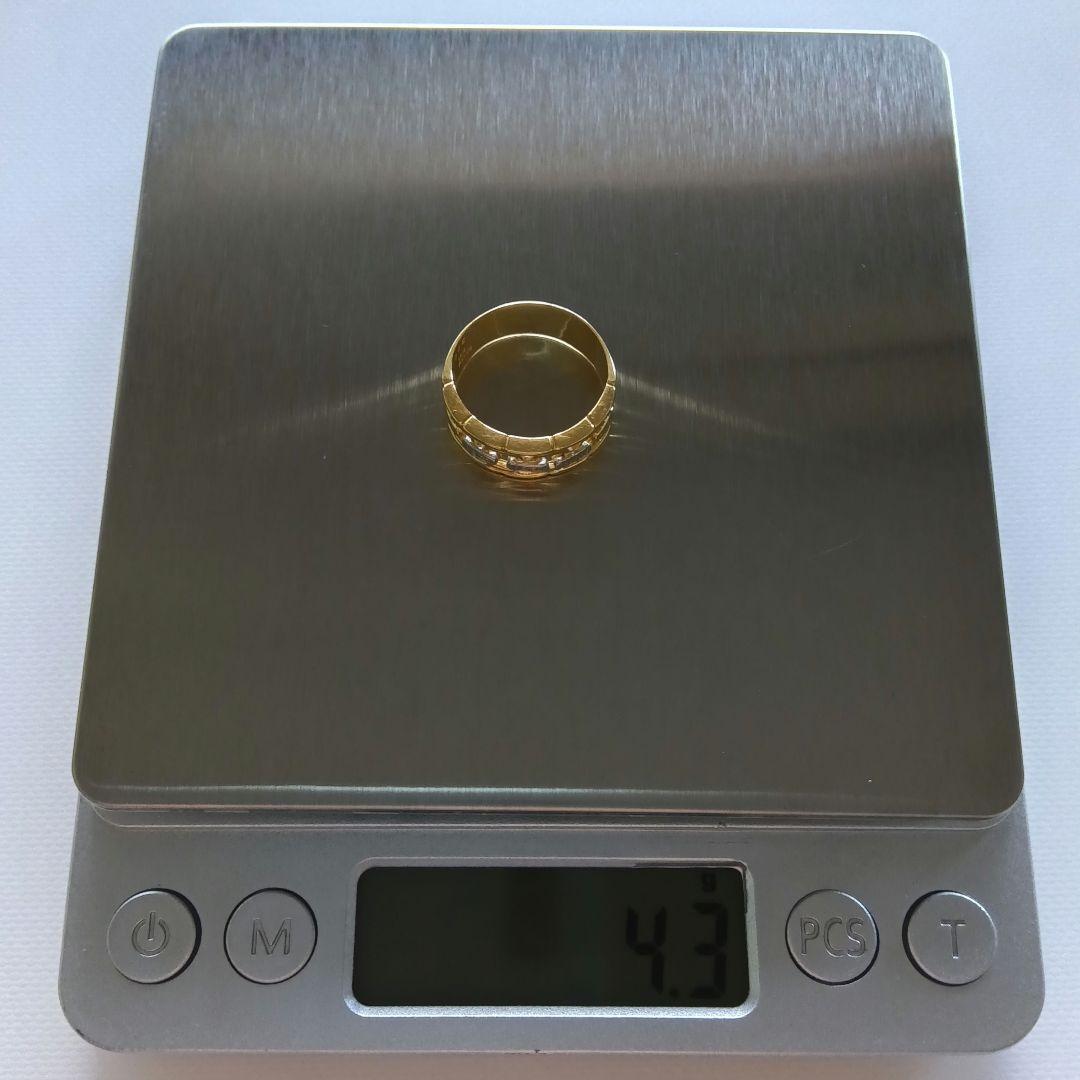 K18xPt900 コンビリング メレダイヤ3石 0.02ct