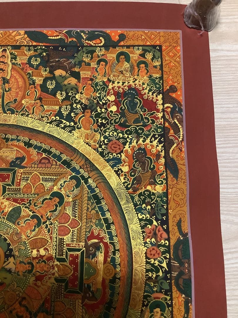 《 チベット密教　新品　1点物 》 手描き　曼荼羅　仏陀　釈迦　仏教　仏画　a5