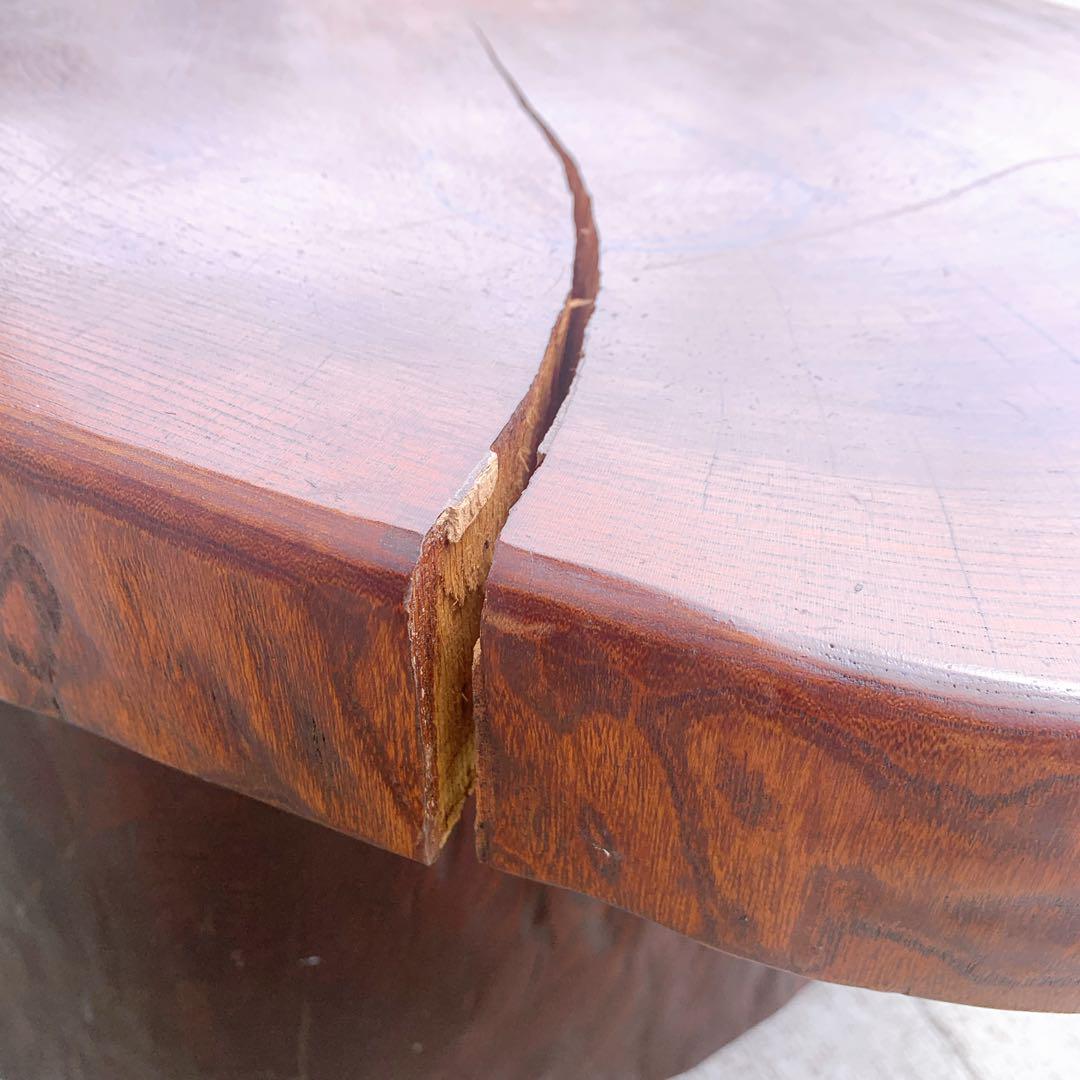 【稀少】昭和レトロ 木製 天然木 欅材 一枚板 脚付き座卓 センターテーブル