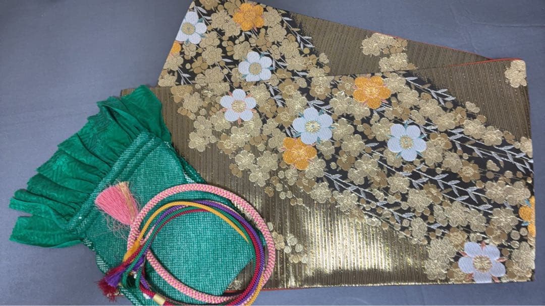 振袖　フルセット5点セット　【346i 】正絹　成人式　青系