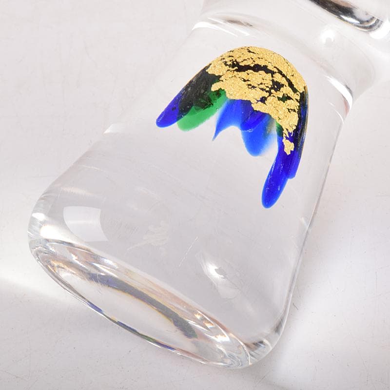 ガラス作家　小林貢作　宙吹硝子　ワイン杯　共箱　C　R7834