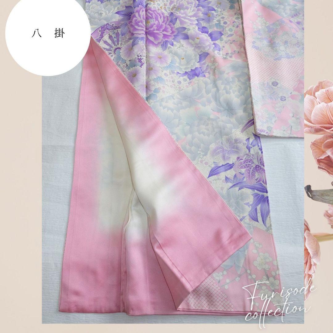 振袖フルセット　ベビーピンク　牡丹×椿　ニュアンスカラー　Sサイズ　成人式