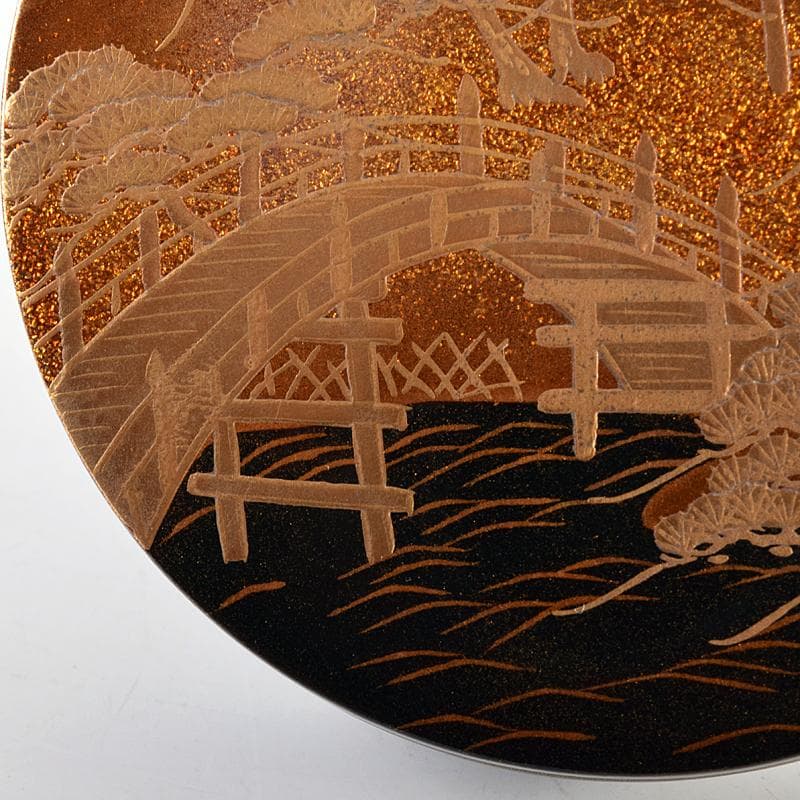 茶道具　塗師　中村宗哲作　住吉蒔絵　香合　共布　即中斎極め箱　D　R7581