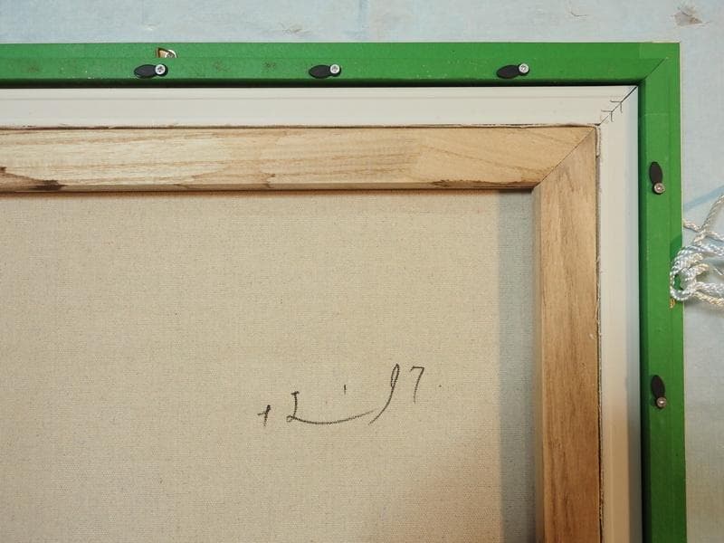 人物画　油絵　奈良美智　女の子と草原　F6　額付き　手描き　肉筆