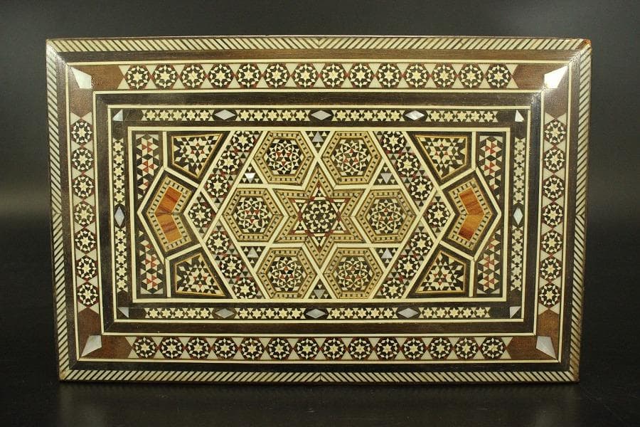 高幾何学模様 象嵌 箱(ZE365)