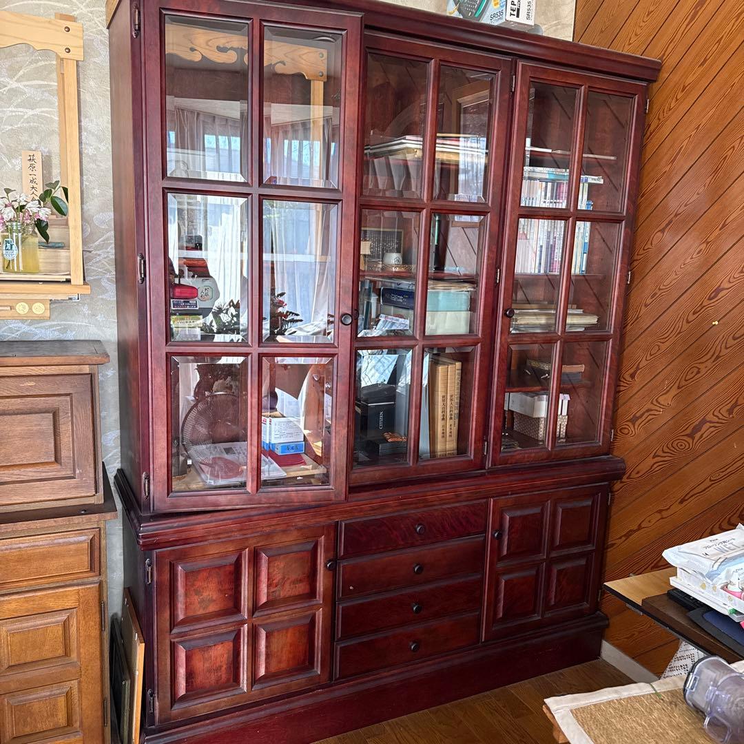 木製ガラス扉付きキャビネット＊アンティーク