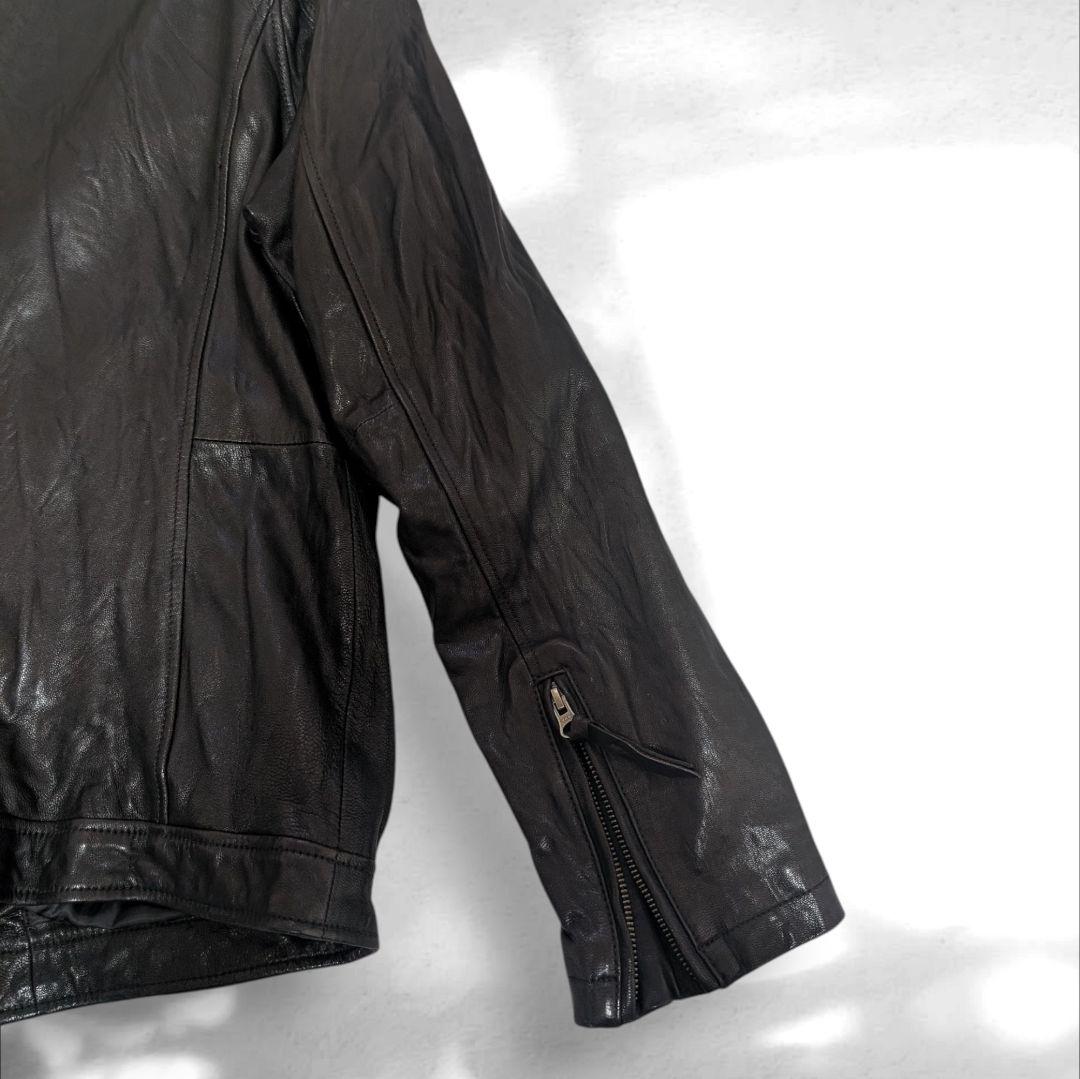 希少 XL バックナンバー ライダースジャケット シングル 山羊革 Wジップ 黒