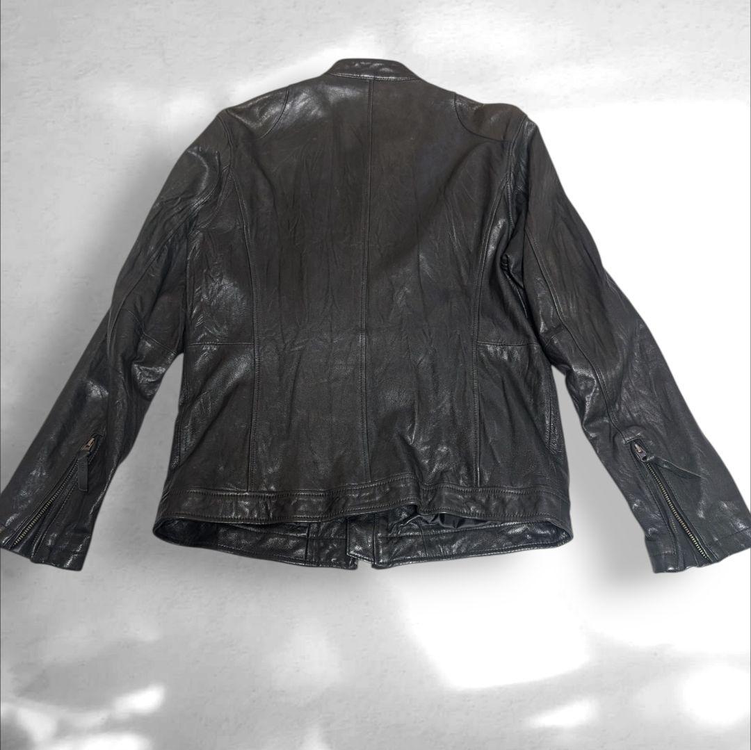 希少 XL バックナンバー ライダースジャケット シングル 山羊革 Wジップ 黒