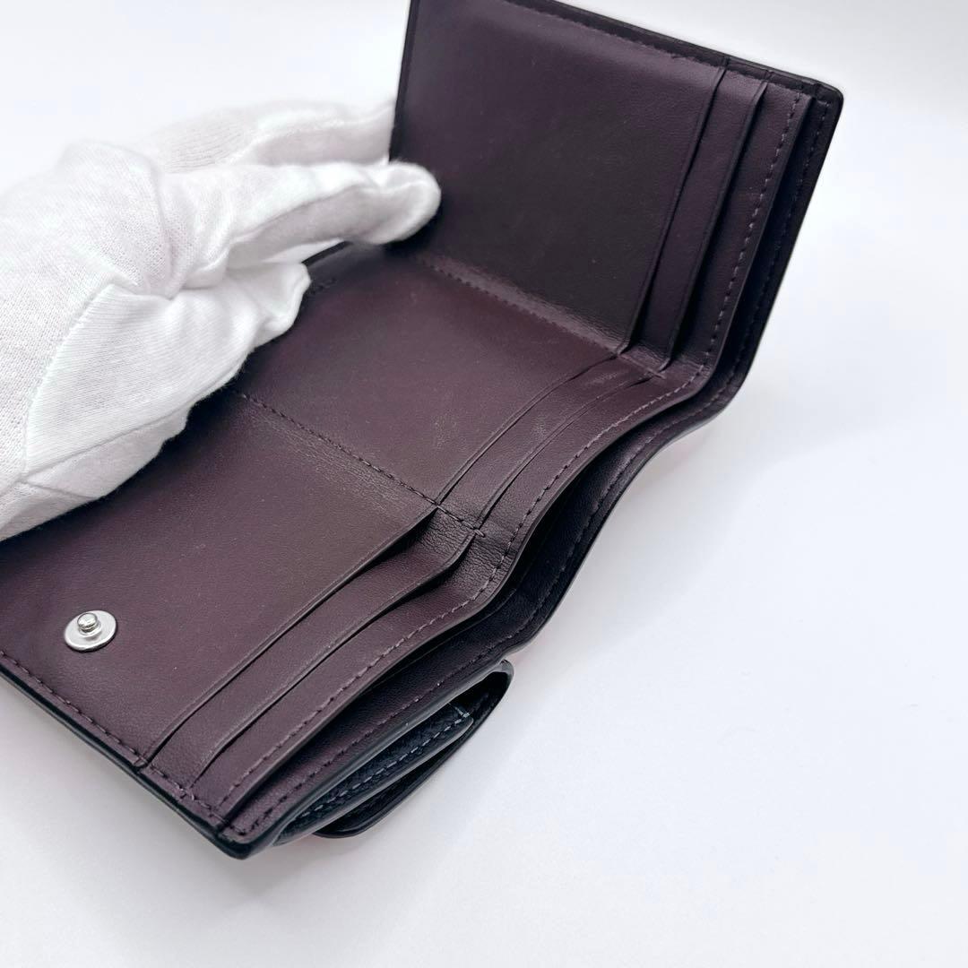 【極美品】coach コーチ 三つ折り 財布 苺 レザーネイビー