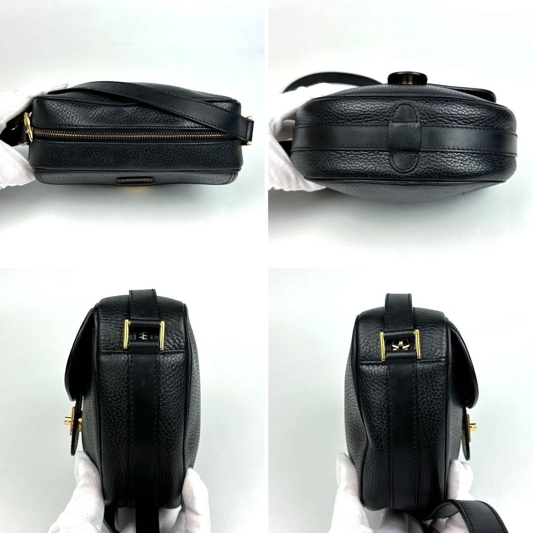 美品■セリーヌ ショルダーバッグ クロスボディ オールレザー ブラック オールド