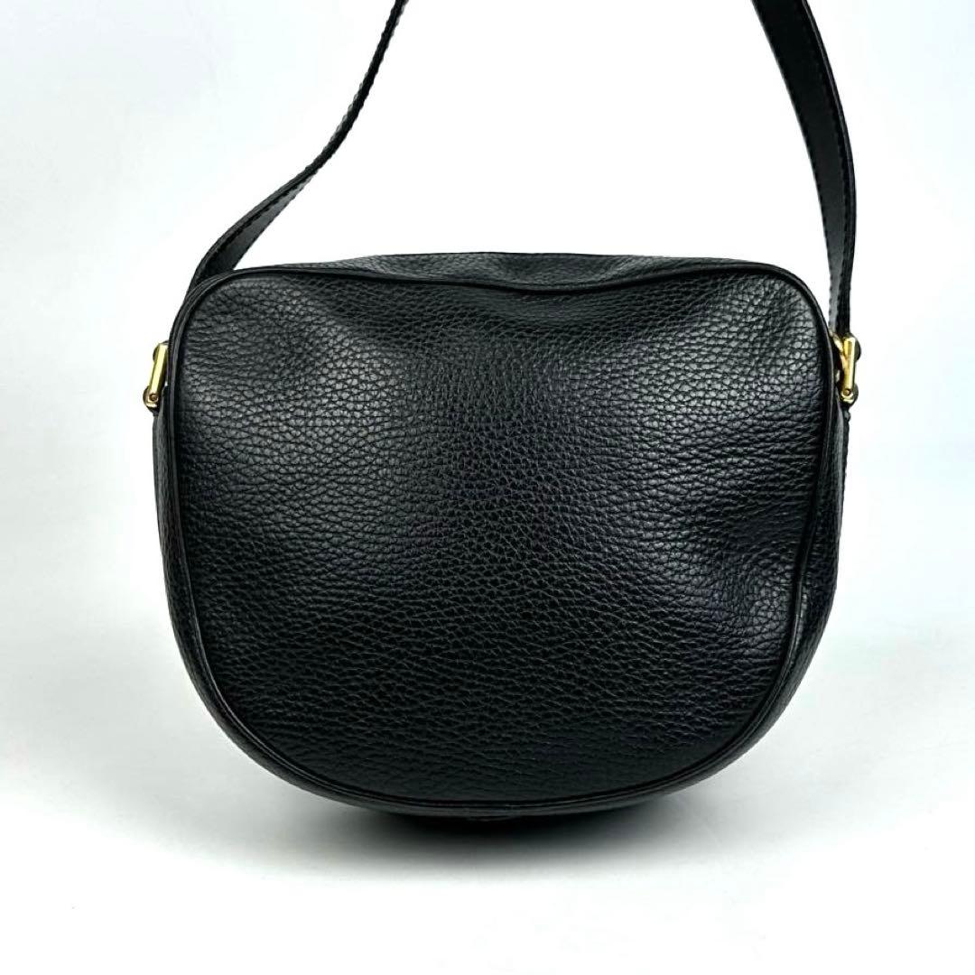 美品■セリーヌ ショルダーバッグ クロスボディ オールレザー ブラック オールド