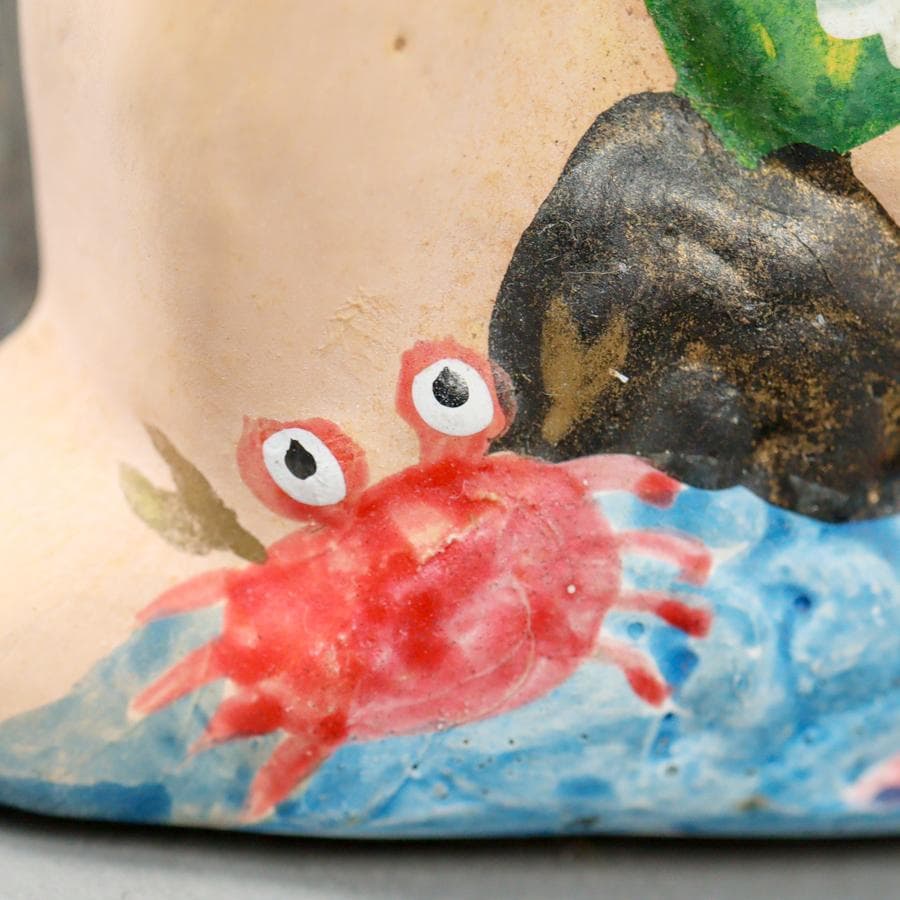 相良人形 七代 さがらたかし 大蛸と蟹と金太 土人形 郷土玩具 置物