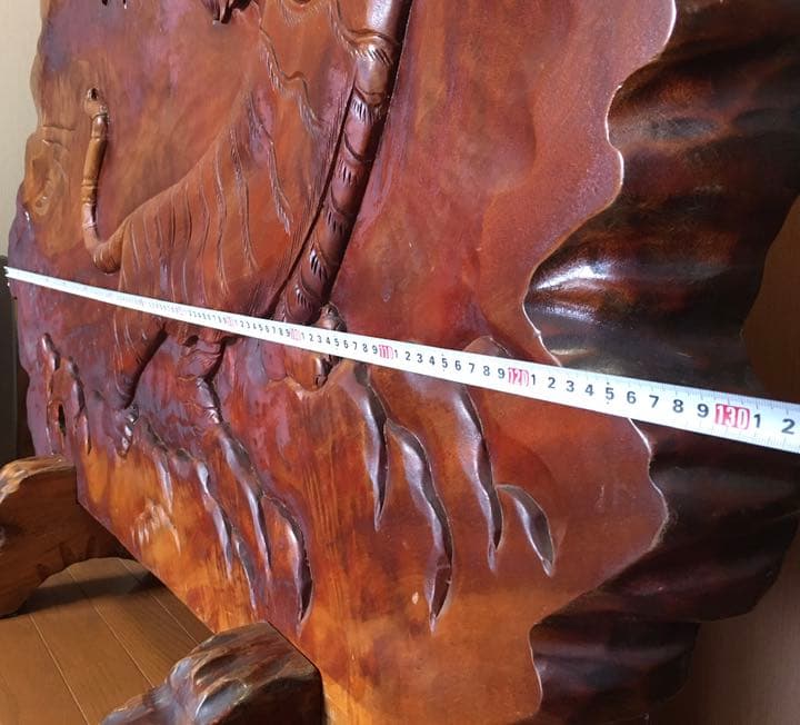 一枚板　トラ彫り物　アンティーク　インテリア