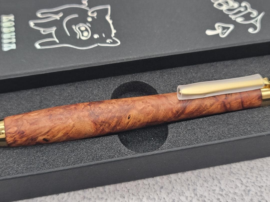 新品　こぶた工房　ローズウッド瘤　極上杢　金金具　シャープペンシル0.5