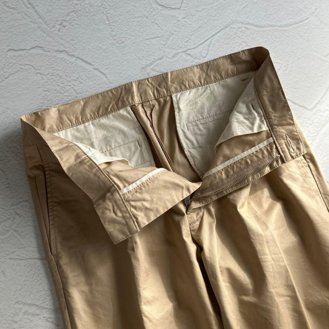 【極美品】ビームスプラス 1プリーツ チノ トラウザーズ ベージュ Lサイズ