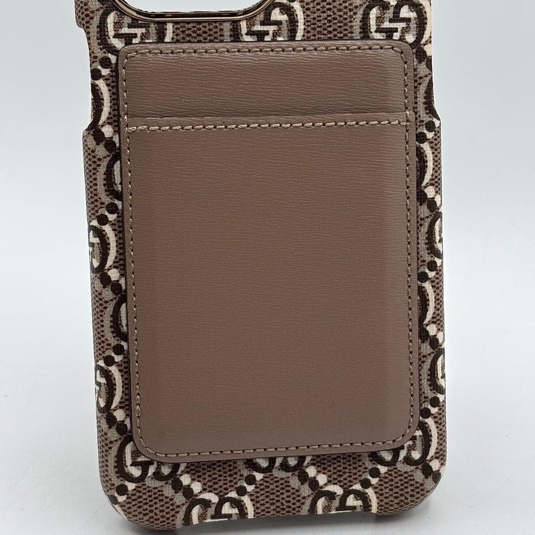 美品 グッチ iPhone15Pro Max カードケース付き GGシャドウ