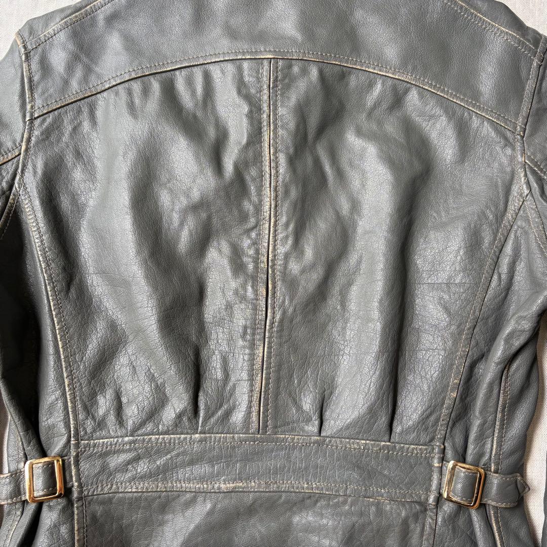 レアカラー AVIREX ヴィンテージ加工 シングルレザージャケット グレー M