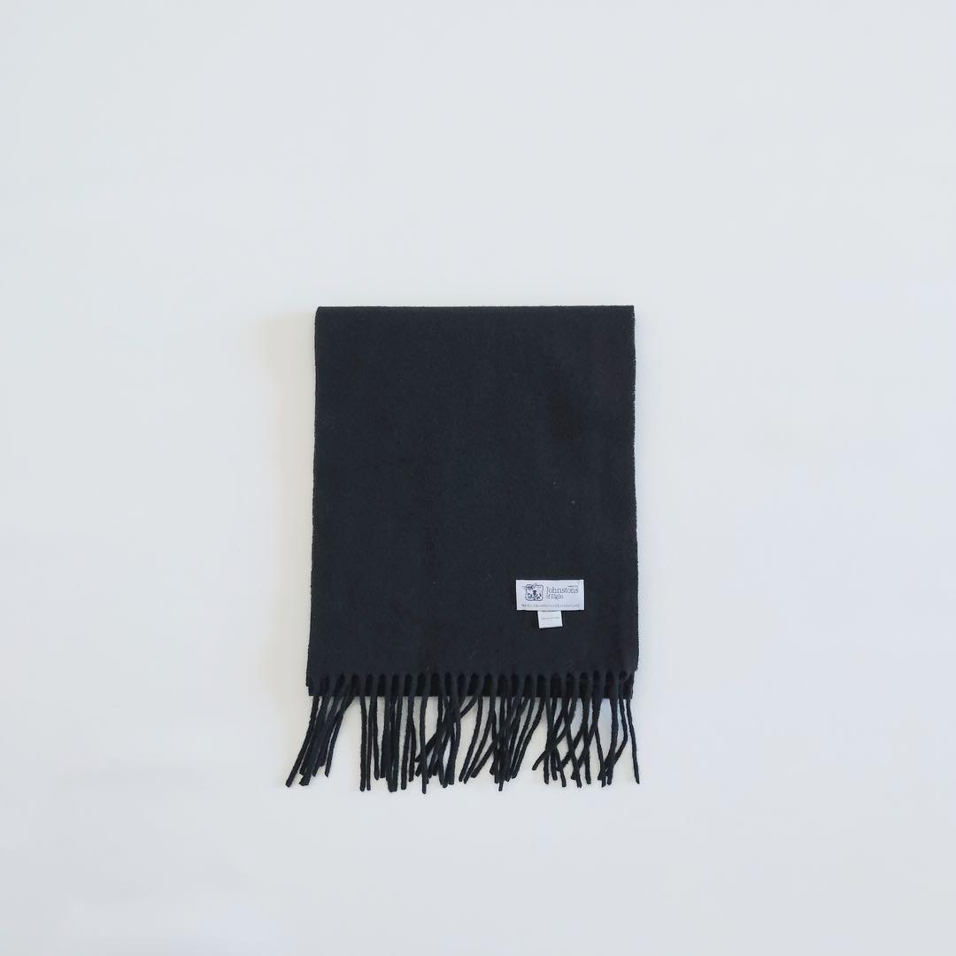 ◾️極美品　ジョンストンズオブエルガン　カシミヤ　マフラー　ブラック　中判