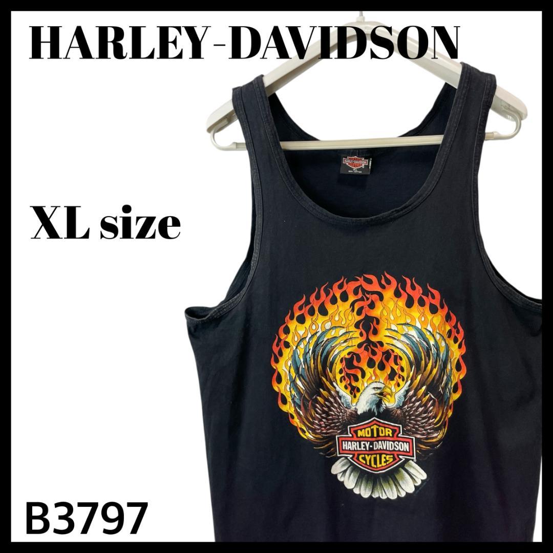 90s USA製 ハーレーダビッドソン イーグル 炎 両面 タンクトップ XL