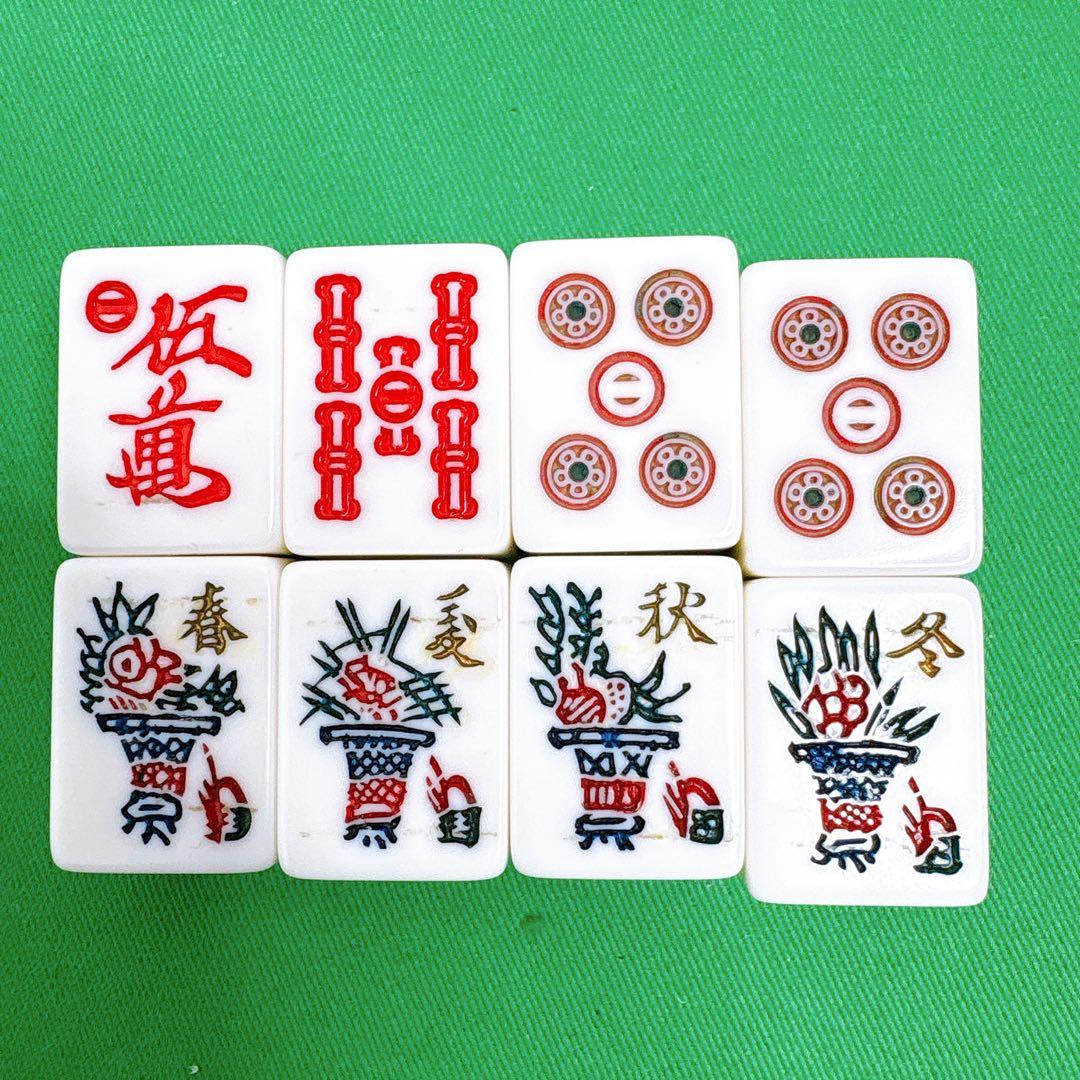 ミズノ　丸一　麻雀牌　背緑　三本羽　一索　飛龍 金彩