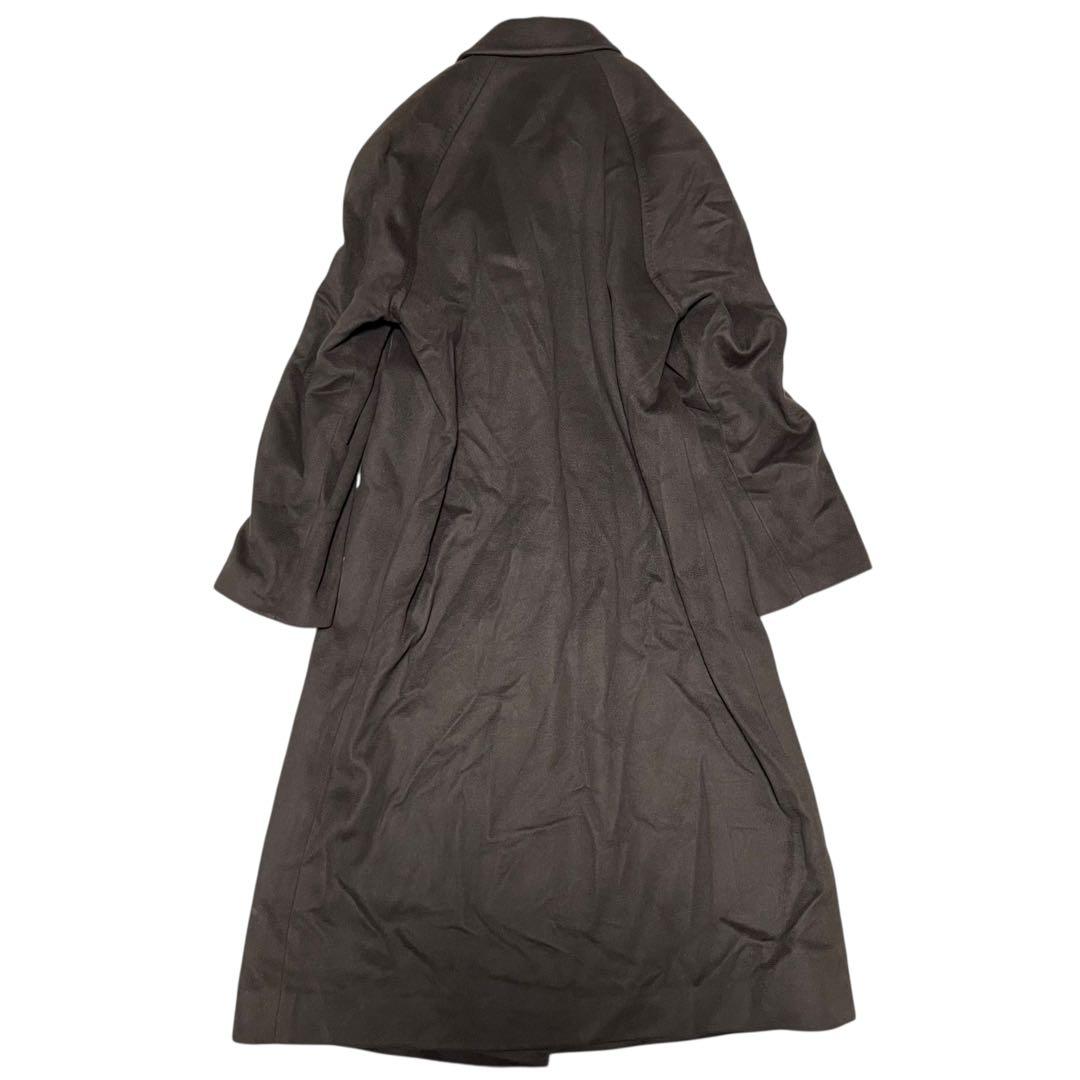 カシミヤ100%【vintage】マキシ丈ダブルチェスターコート チャコール L