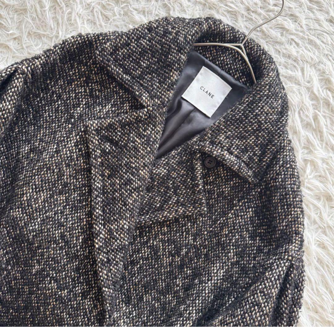 CLANE クラネ　ダークグレー ツイードコート