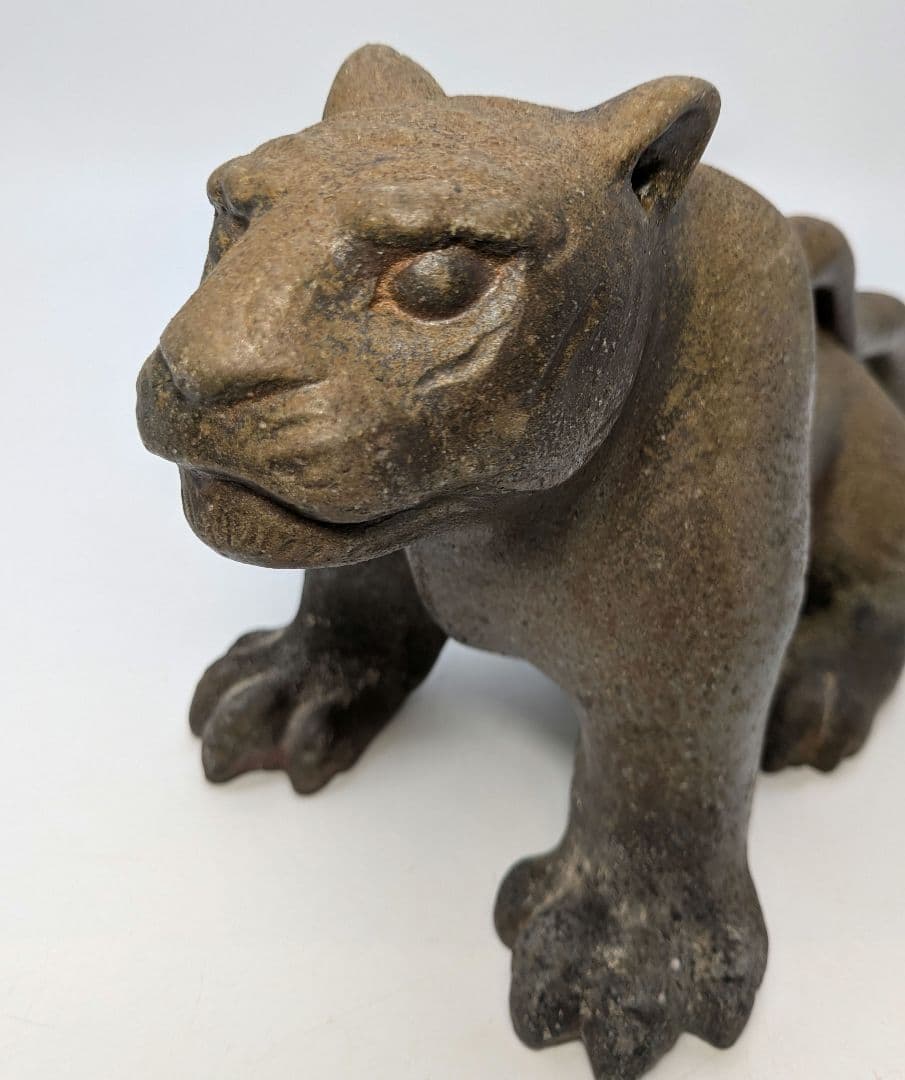 岡山県重要無形文化財 浦上善次 備前焼 寅 共箱共布栞 虎 トラ 干支置物 陶彫