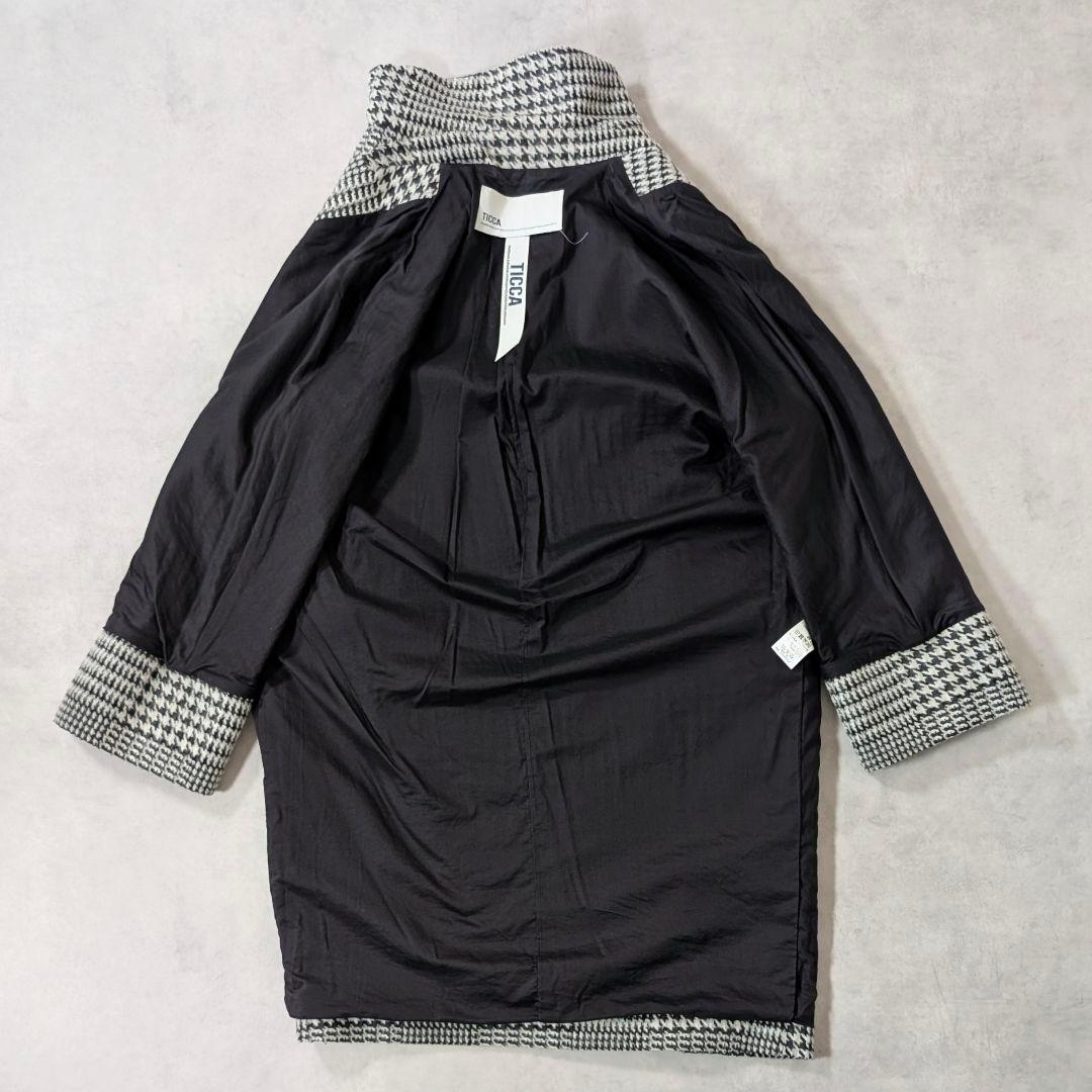 美品★TICCA グレンチェック コクーンコート ティッカ シングルコート