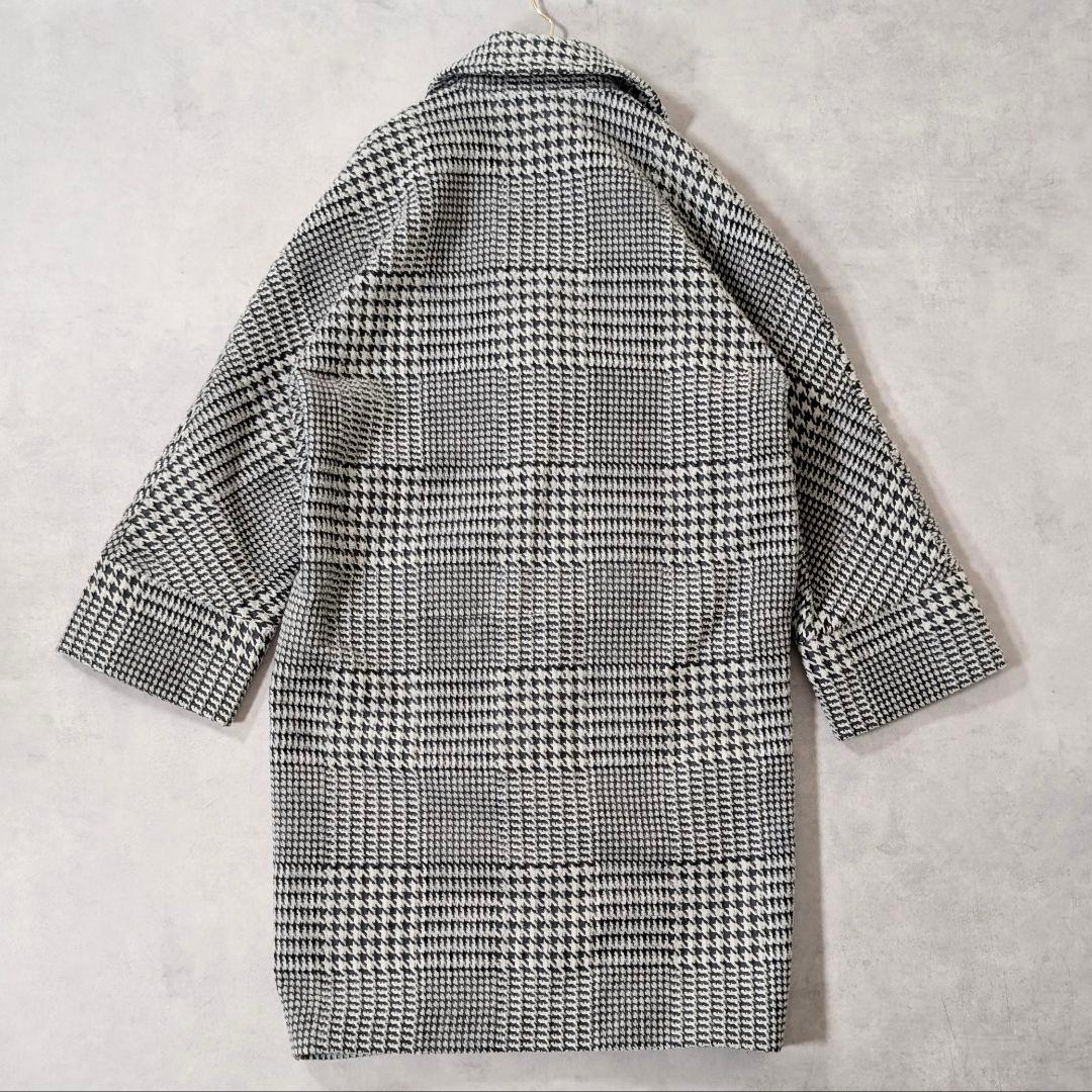 美品★TICCA グレンチェック コクーンコート ティッカ シングルコート