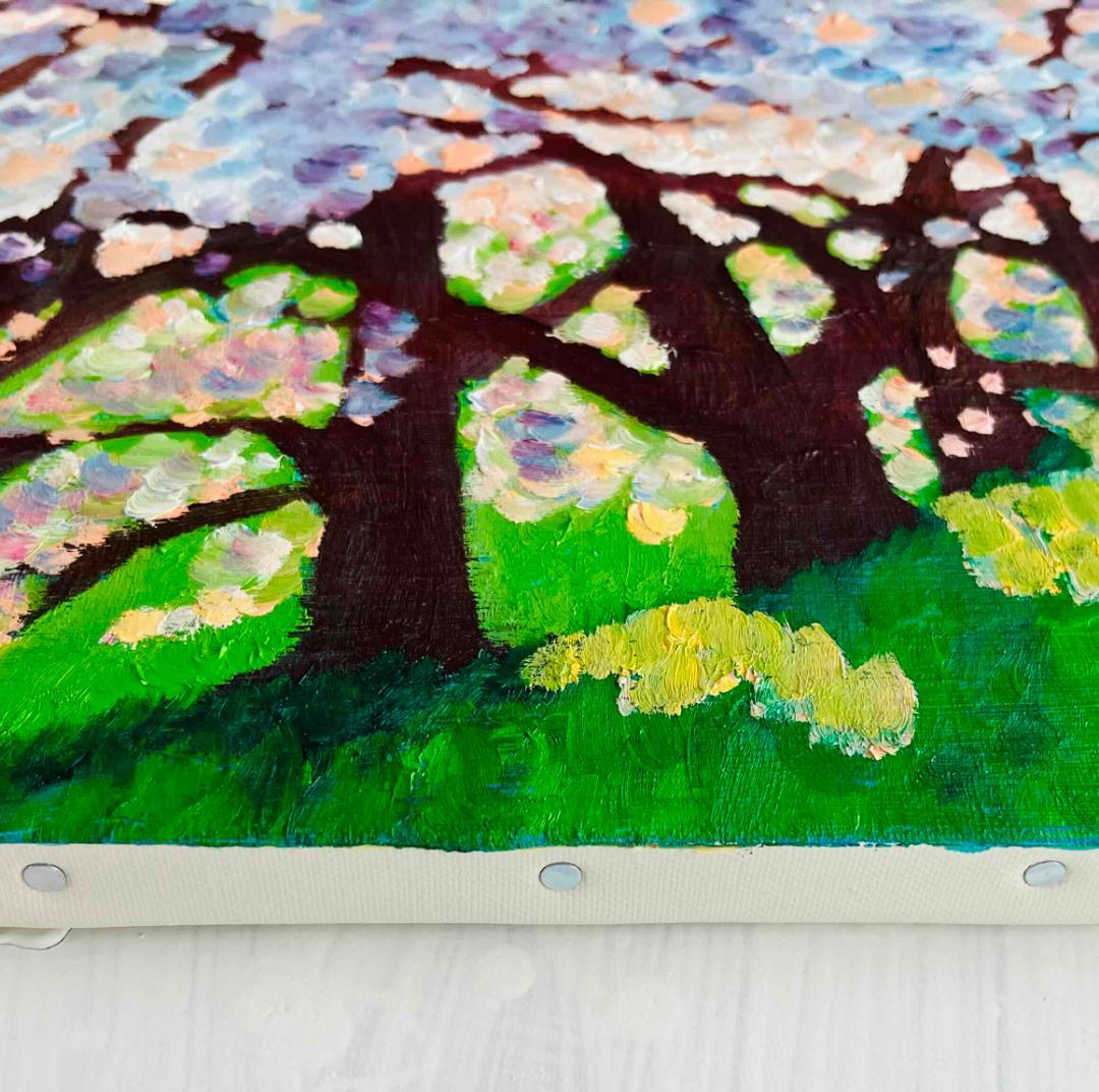 32×41㎝「朝の桜２」油彩・原画・F6