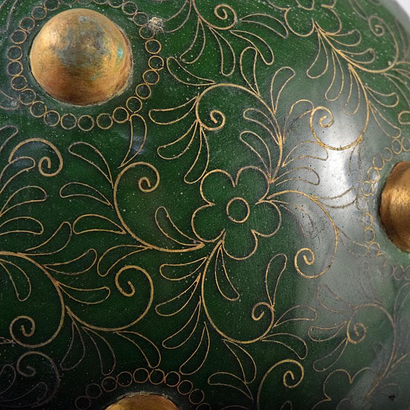 中国　古七宝琺瑯彩　花唐草文　三足蓋爐　香炉　M　R8546