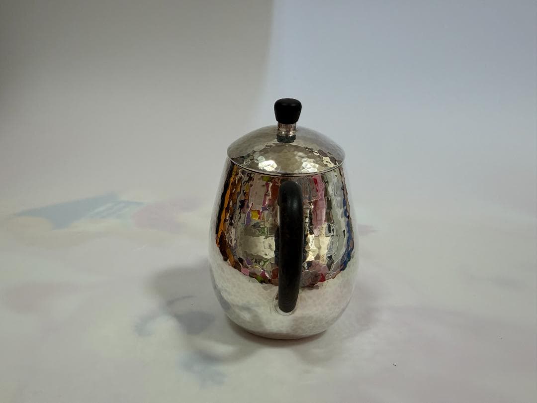 純銀製 鎚目 唐木手 急須 銀瓶 煎茶道具