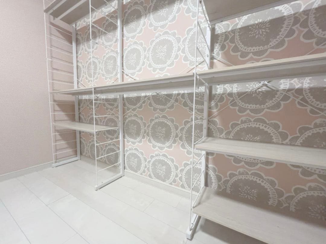 【中古品】ニトリ　突っ張り壁面収納ワードローブNポルダ　白