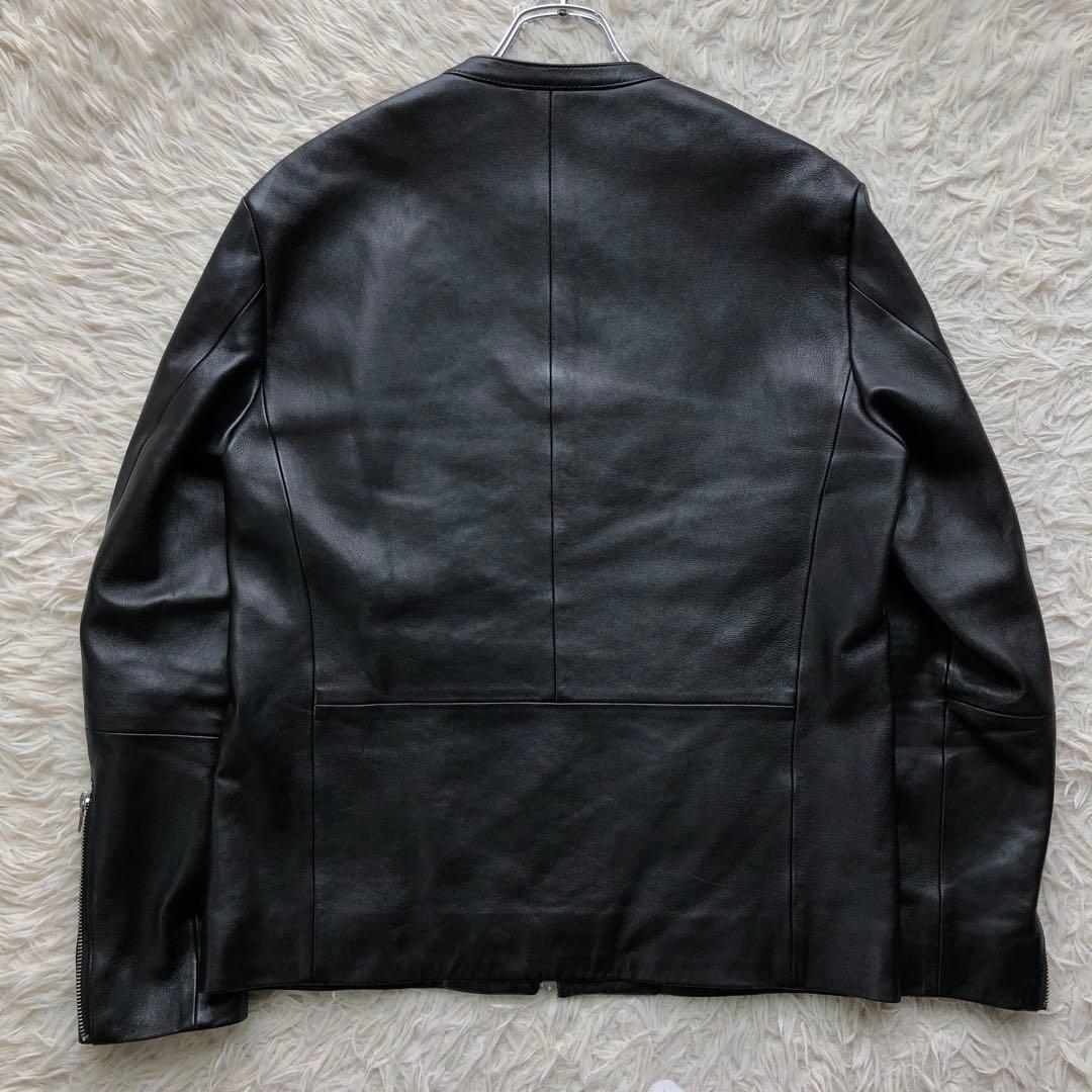 【極美品 羊革 L】アダムエロペ シングルライダースジャケット　黒　Wジップ