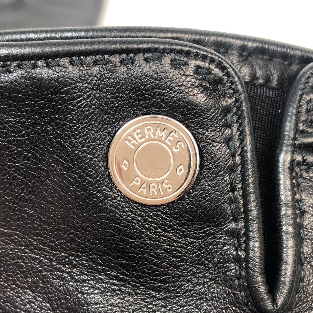 【美品】11F041 エルメス 手袋 グローブ ラムスキン 黒 9 レザー 羊革