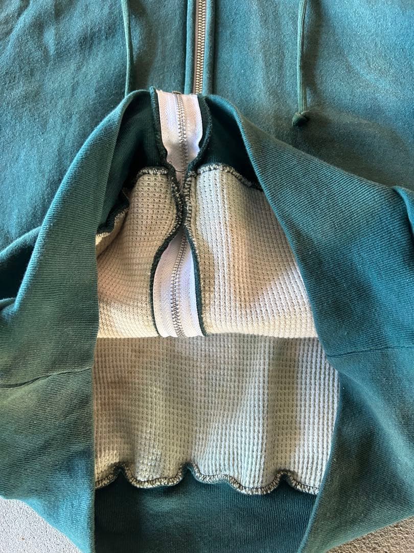 80s サーマル ダブルフェイス ジップパーカー ルーマニア製　フェード