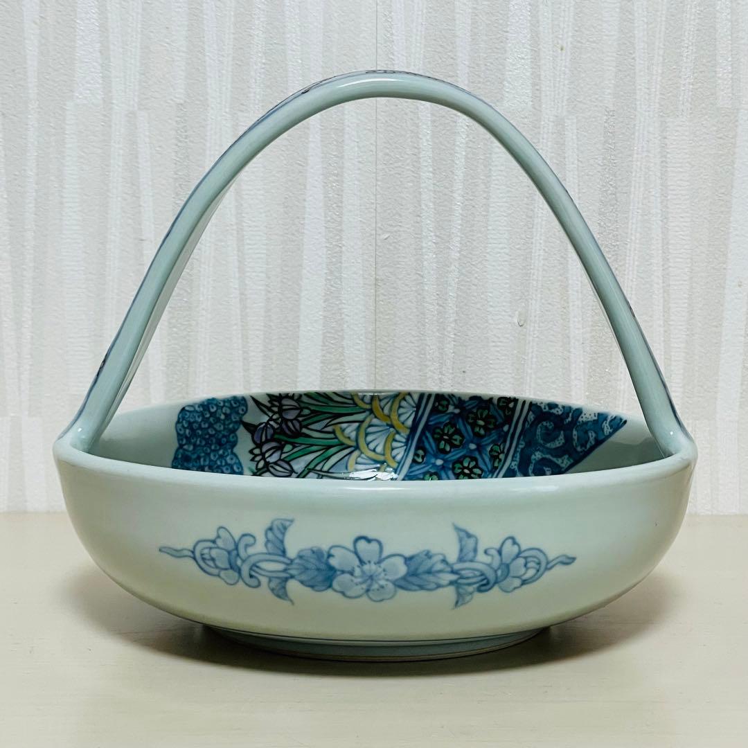 六代 佐藤走波 染錦花鳥文 手鉢 陶器 骨董品 共箱