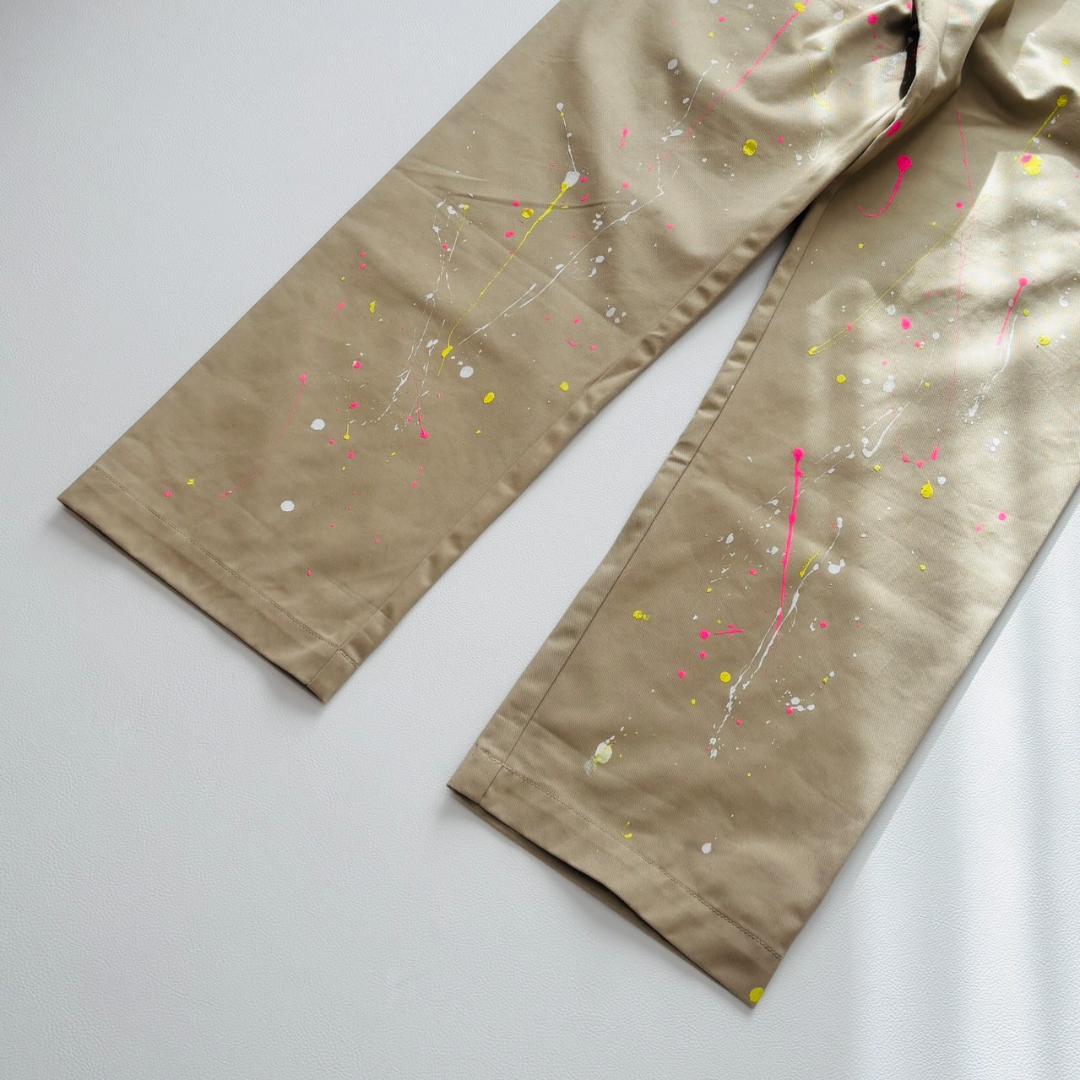 SAPEur スケート チノパンツ ペンキ加工 ドローコード XL ベージュ