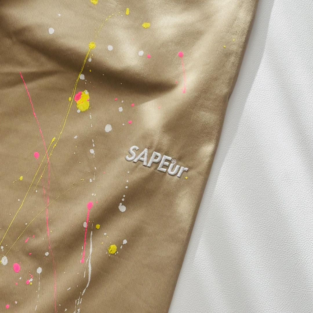 SAPEur スケート チノパンツ ペンキ加工 ドローコード XL ベージュ