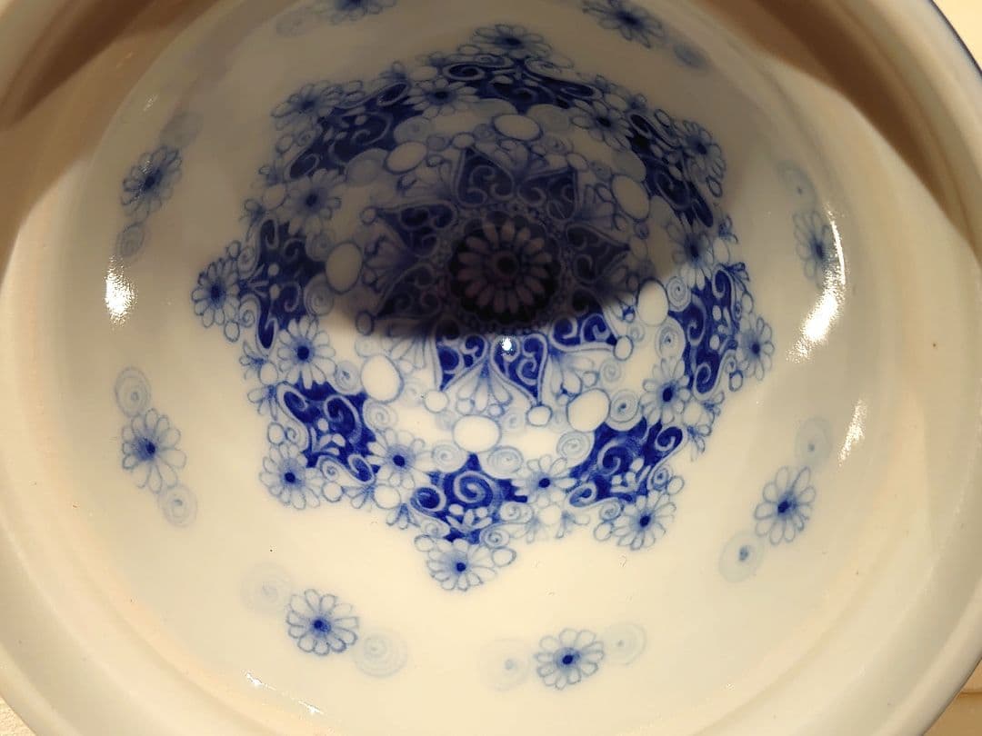 橋本よしこ　蓋物　染付