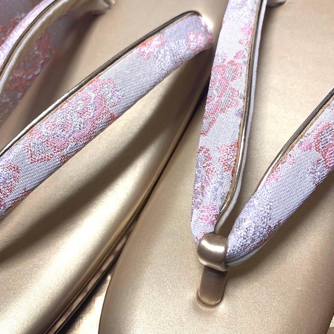 hamama ◆うさうさ233◆和装用バッグと草履のセット（ピンク・金色）